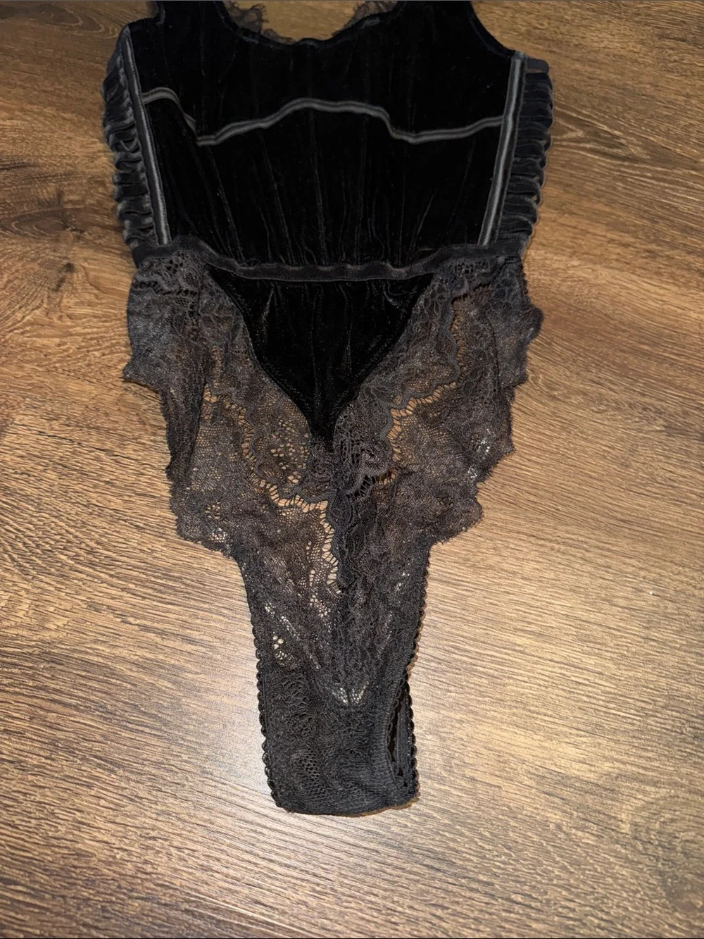 Victoria secret Black Velvet & Lace Bodysuit